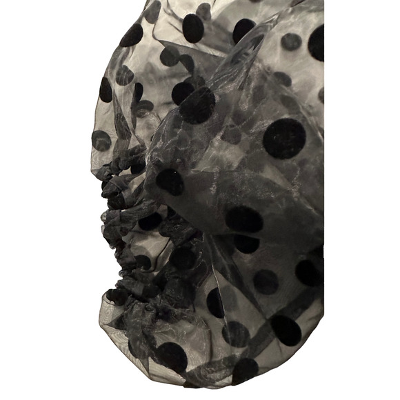 Boston Proper Sheer Black Polka Dot 3/4 Sleeve Button Up Collar Blouse sze Small - Picture 6 of 8